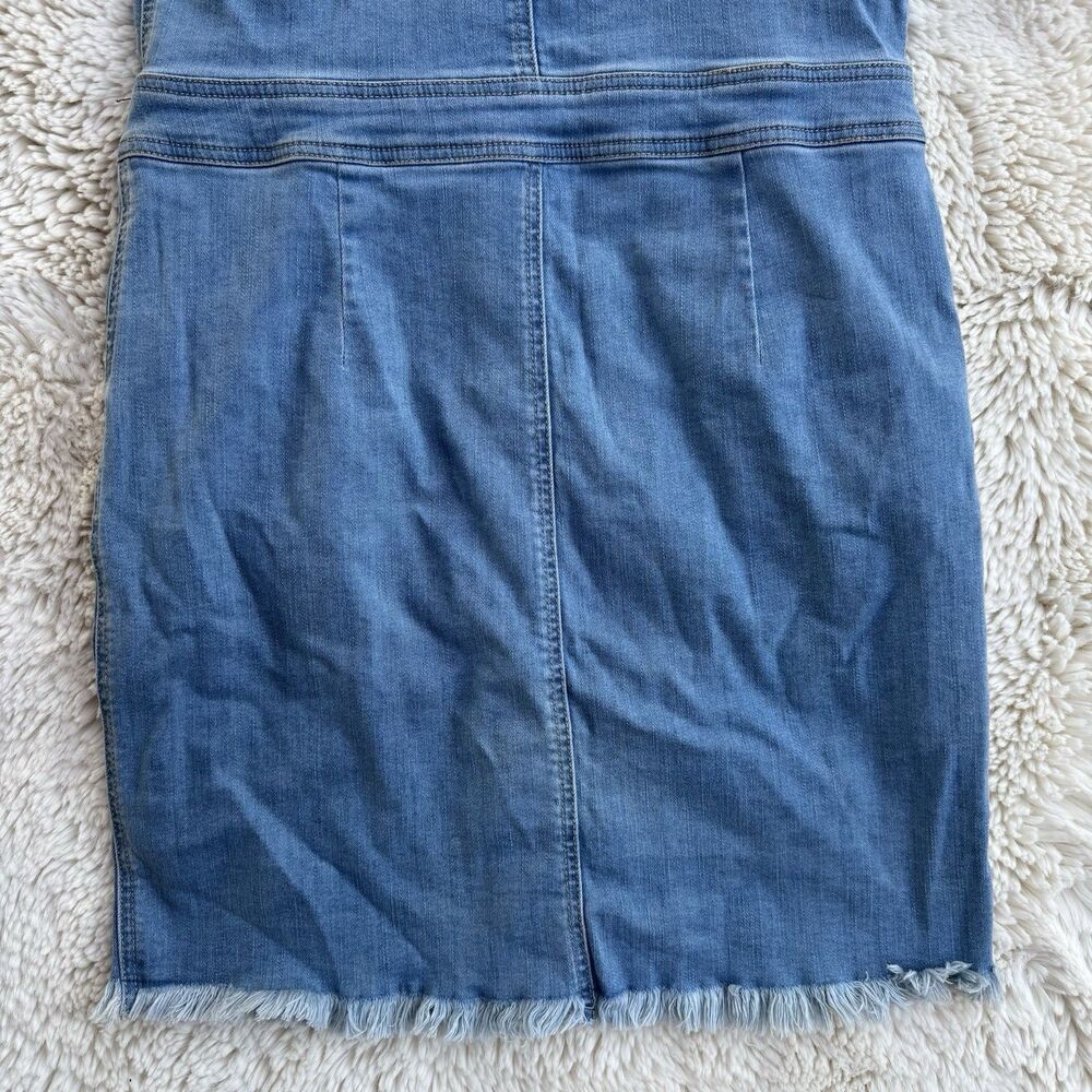 Wax Jeans Denim Overall Dress Button Front Knee Length Size Medium - Picture 7 of 10